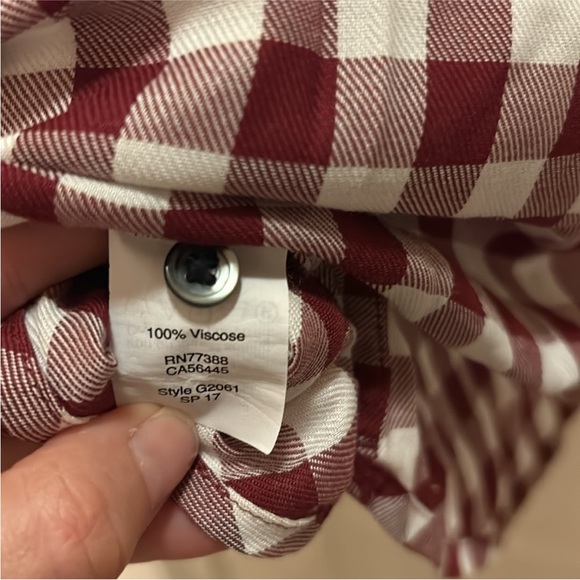 Madewell Burgundy and White Checkered Blouse - Picture 4 of 5
